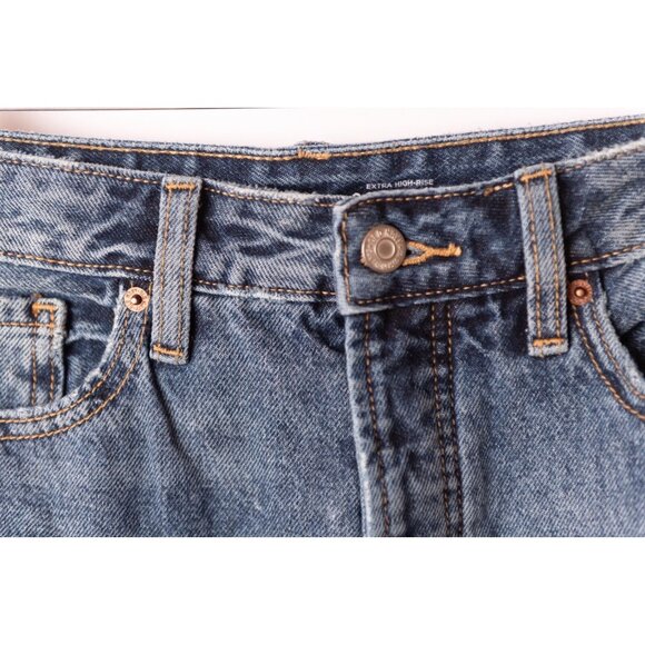 Old Navy Women's Size 8 Extra High-Rise Jeans Patchwork Straight Leg - Picture 6 of 9